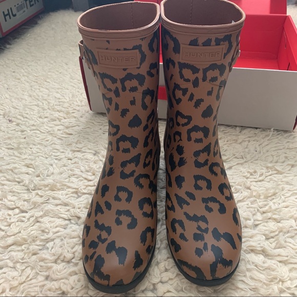Hunter original refined short leopard hybrid print rain boots NEW - Picture 5 of 9